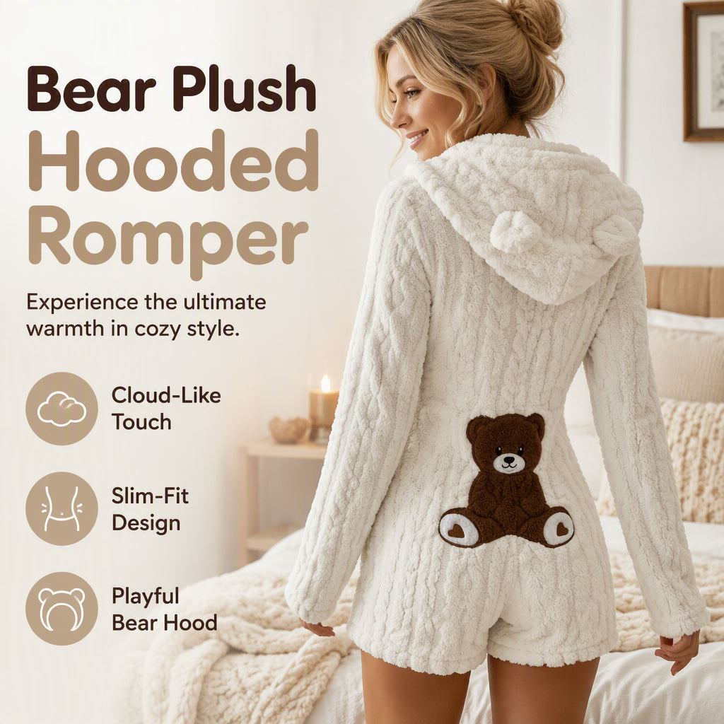 Women’s Plush Hooded Long Sleeve Romper