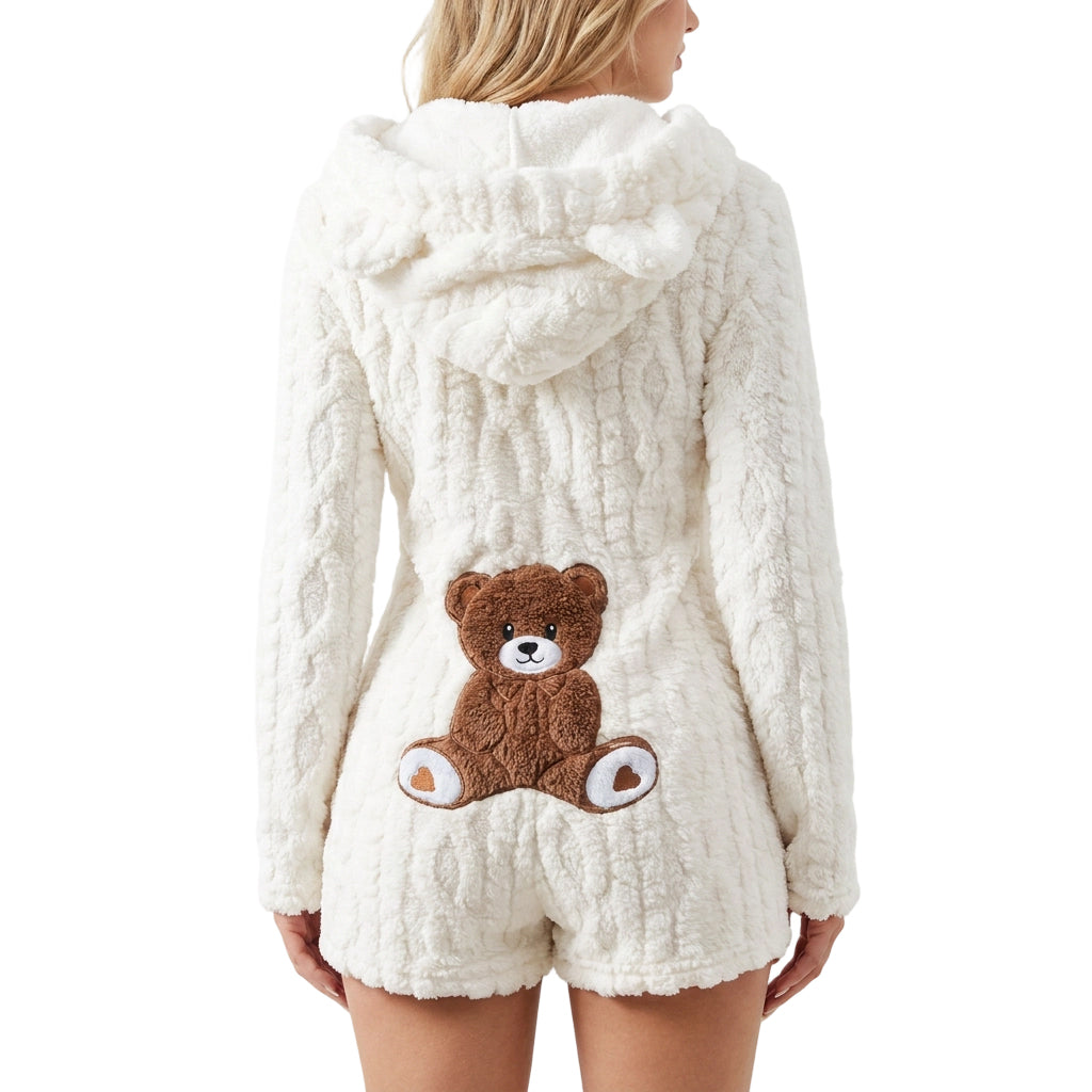 Women’s Plush Hooded Long Sleeve Romper