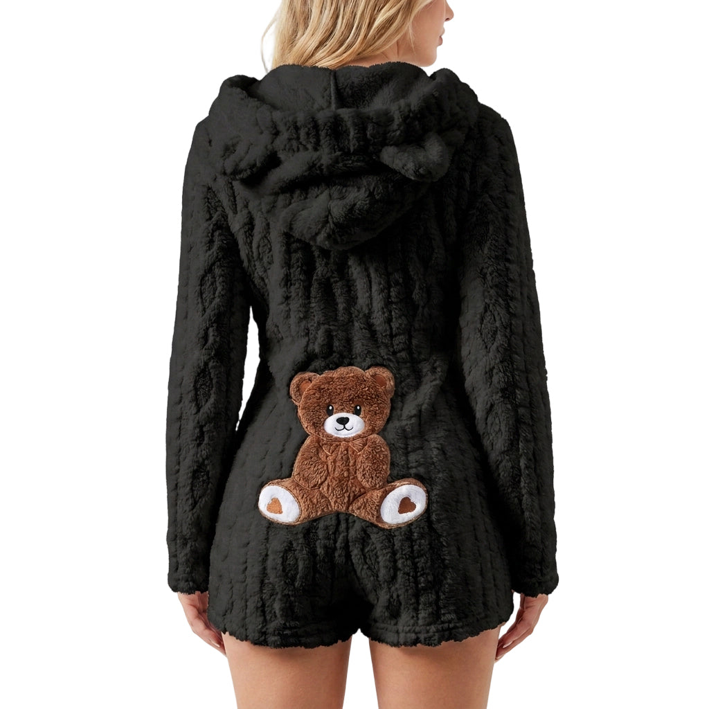 Women’s Plush Hooded Long Sleeve Romper