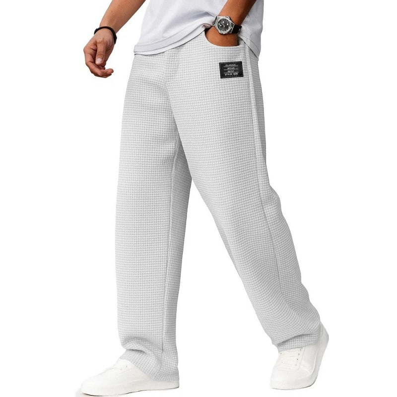 Minimalist Waffle Knit Loose Long Pants