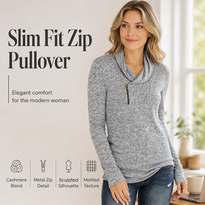Women's Cowl Neck Sweatshirt with Zipper