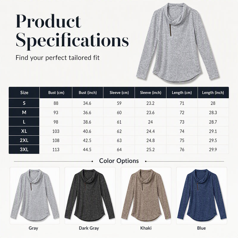 Women's Cowl Neck Sweatshirt with Zipper