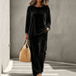 🌸Hot Sale 50% OFF💖Women's Velvet Long Sleeve Top & Wide-Leg Pants Set