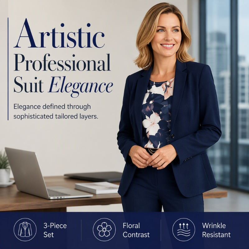 🍁The Power Suit Every Woman Needs ✨Women's 3-Piece Suit Set Blazer Top & Pants