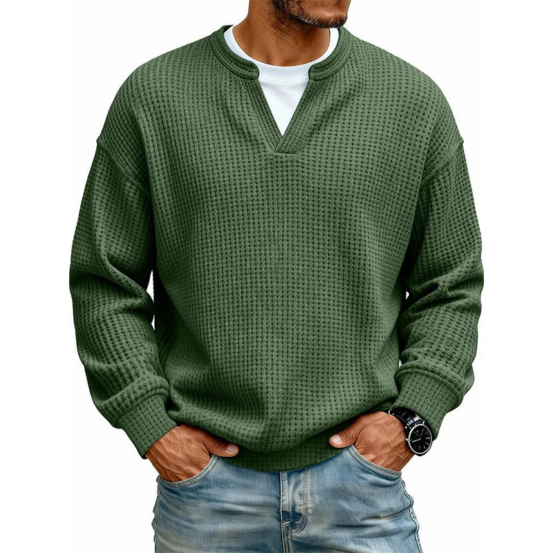 ✨ Timeless Comfort | Men's Textured Waffle Layered-Look Long-Sleeve Tee