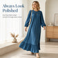 ✨ Timeless Elegance | Women's Flattering Ruffle-Hem Long-Sleeve Maxi Dress