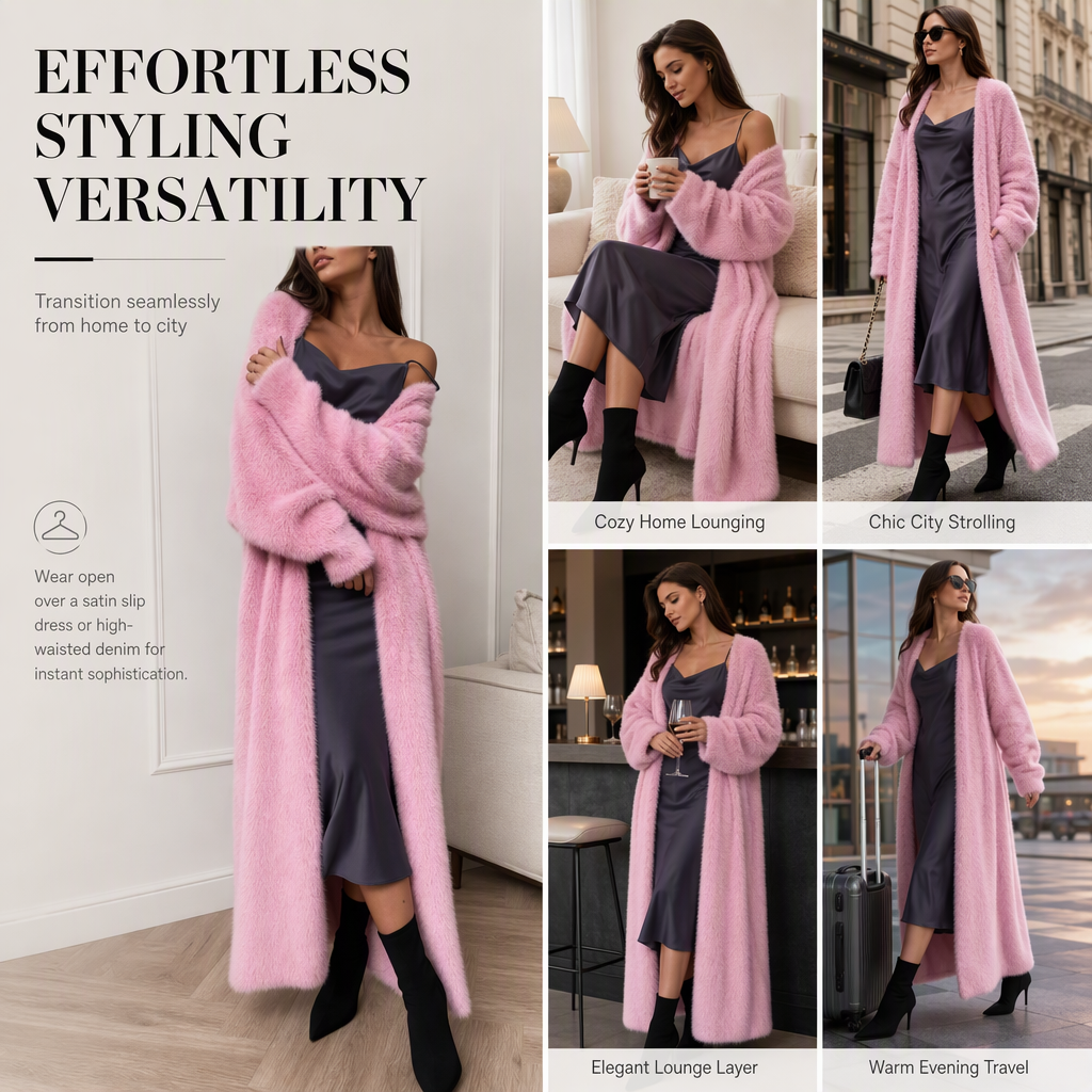 💖Black Friday Mega Deal – 50% off!💖 🧸Women's Faux Mink Fleece Long Cardigan Sweater Fluffy Oversized Knit Coat for Autumn and Winter