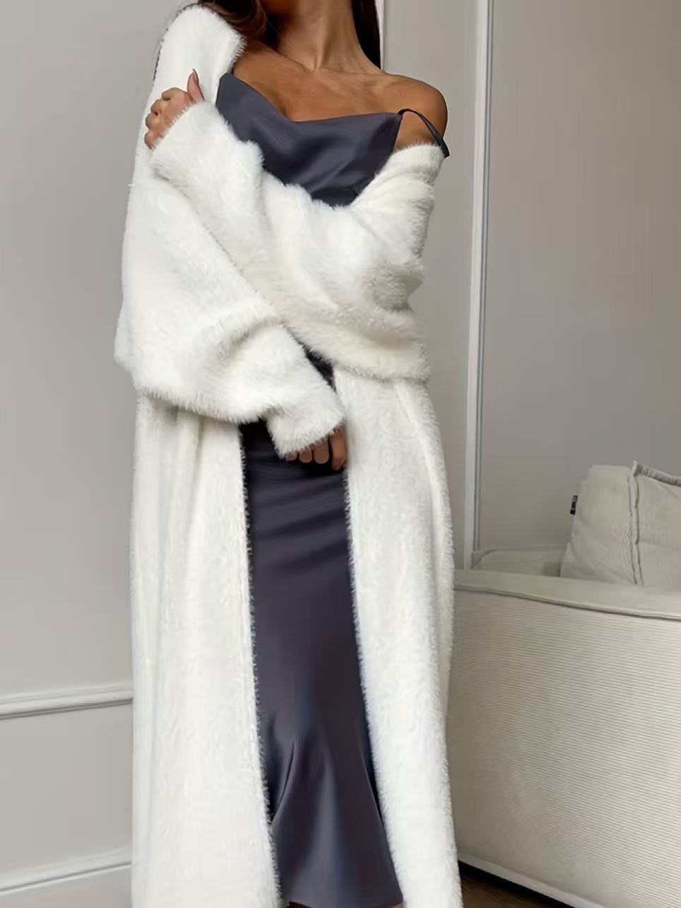 💖Black Friday Mega Deal – 50% off!💖 🧸Women's Faux Mink Fleece Long Cardigan Sweater Fluffy Oversized Knit Coat for Autumn and Winter