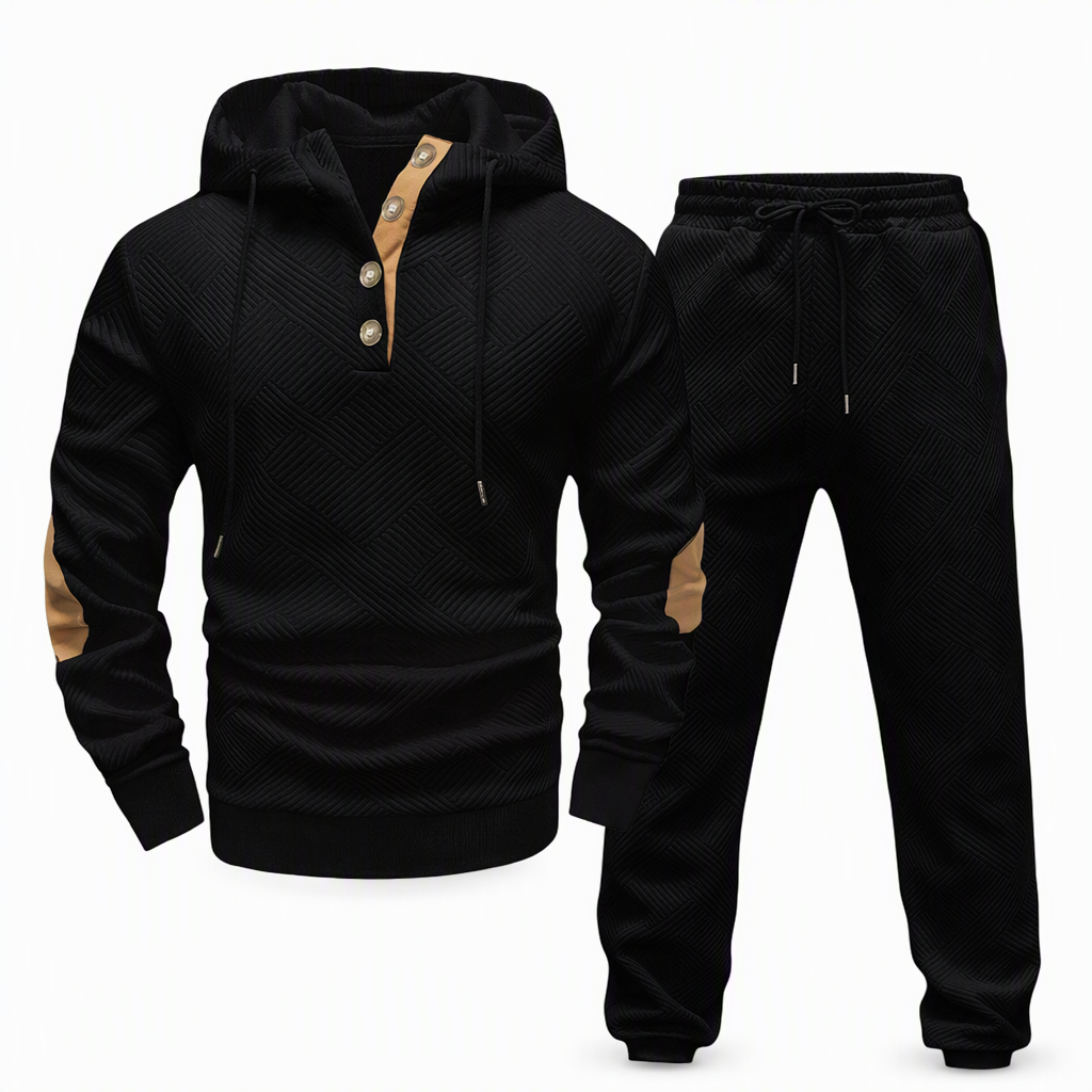 🧥 Men's 2 Piece Hoodie Set – Premium Jacquard Knit, Breathable & Always Cool