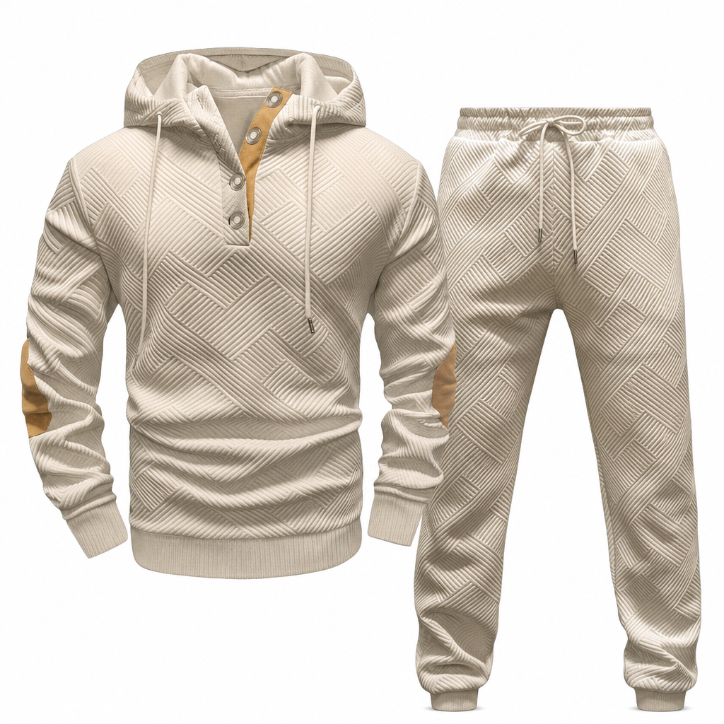 🧥 Men's 2 Piece Hoodie Set – Premium Jacquard Knit, Breathable & Always Cool