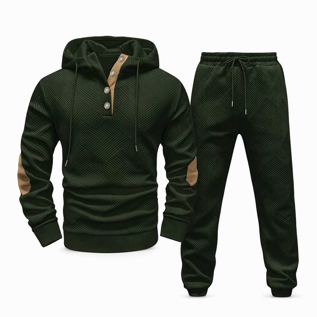 🧥 Men's 2 Piece Hoodie Set – Premium Jacquard Knit, Breathable & Always Cool