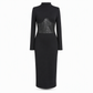 Women's Crew Neck Long Sleeve Patchwork Slim Fit Bodycon Pullover Dress