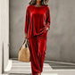 💠Women's Velvet Long Sleeve Top & Wide-Leg Pants Set