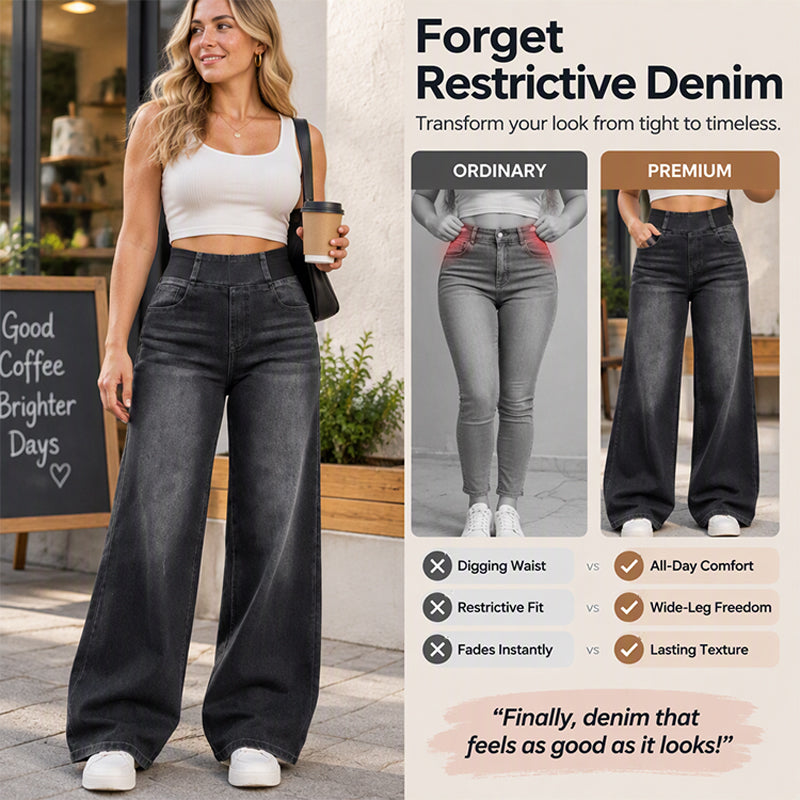 👖 Leg-Elongating Silhouette, Flexible Everyday Comfort | Women's Casual Stretch Wide-Leg Jeans
