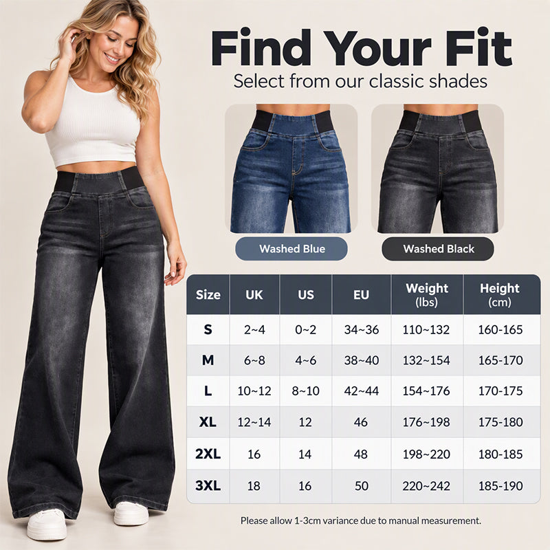 👖 Leg-Elongating Silhouette, Flexible Everyday Comfort | Women's Casual Stretch Wide-Leg Jeans