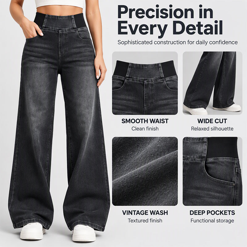 👖 Leg-Elongating Silhouette, Flexible Everyday Comfort | Women's Casual Stretch Wide-Leg Jeans