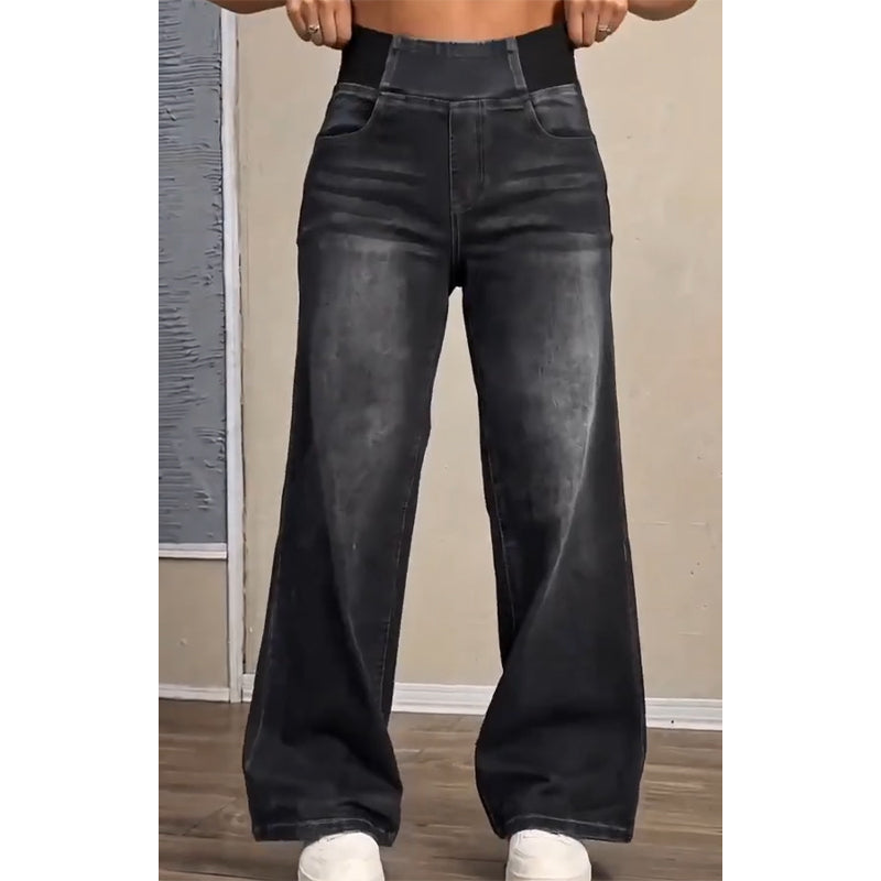 👖 Leg-Elongating Silhouette, Flexible Everyday Comfort | Women's Casual Stretch Wide-Leg Jeans
