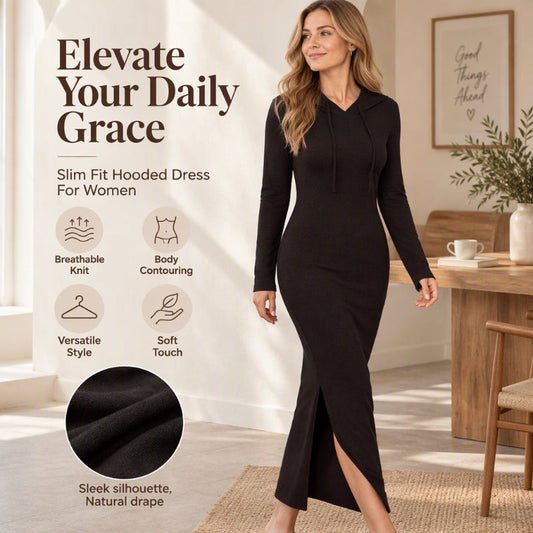 🖤 Sculpting Silhouette, Sporty Hooded Accent | Women's Slim-Fit Hooded Bodycon Dress